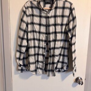 Express Monochrome Plaid Flannel Shirt
